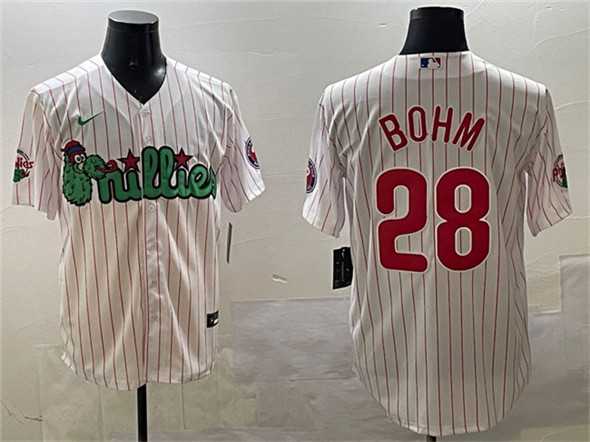 Men%27s Philadelphia Phillies #28 Alec Bohm White Phanatic Cool Base Stitched Jersey->philadelphia phillies->MLB Jersey